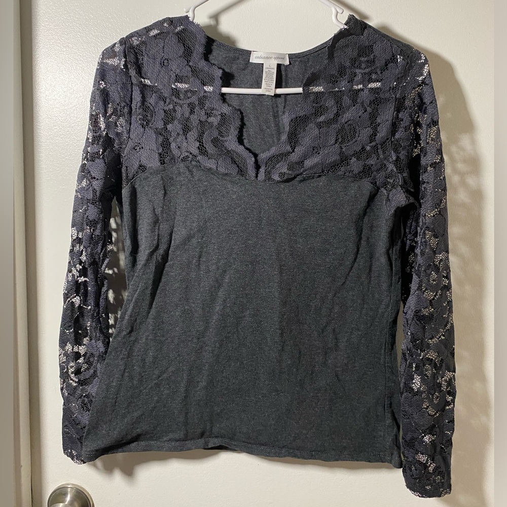Elegant Lace Sleeve Top - Black